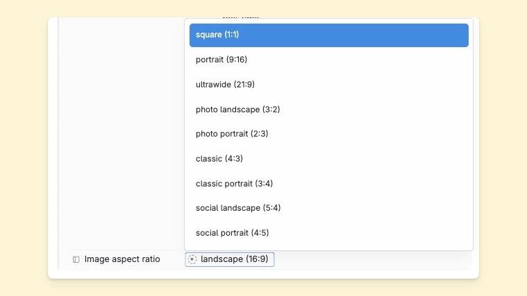 In command nodes for image generation in Tana, you can select between 10 aspect ratios