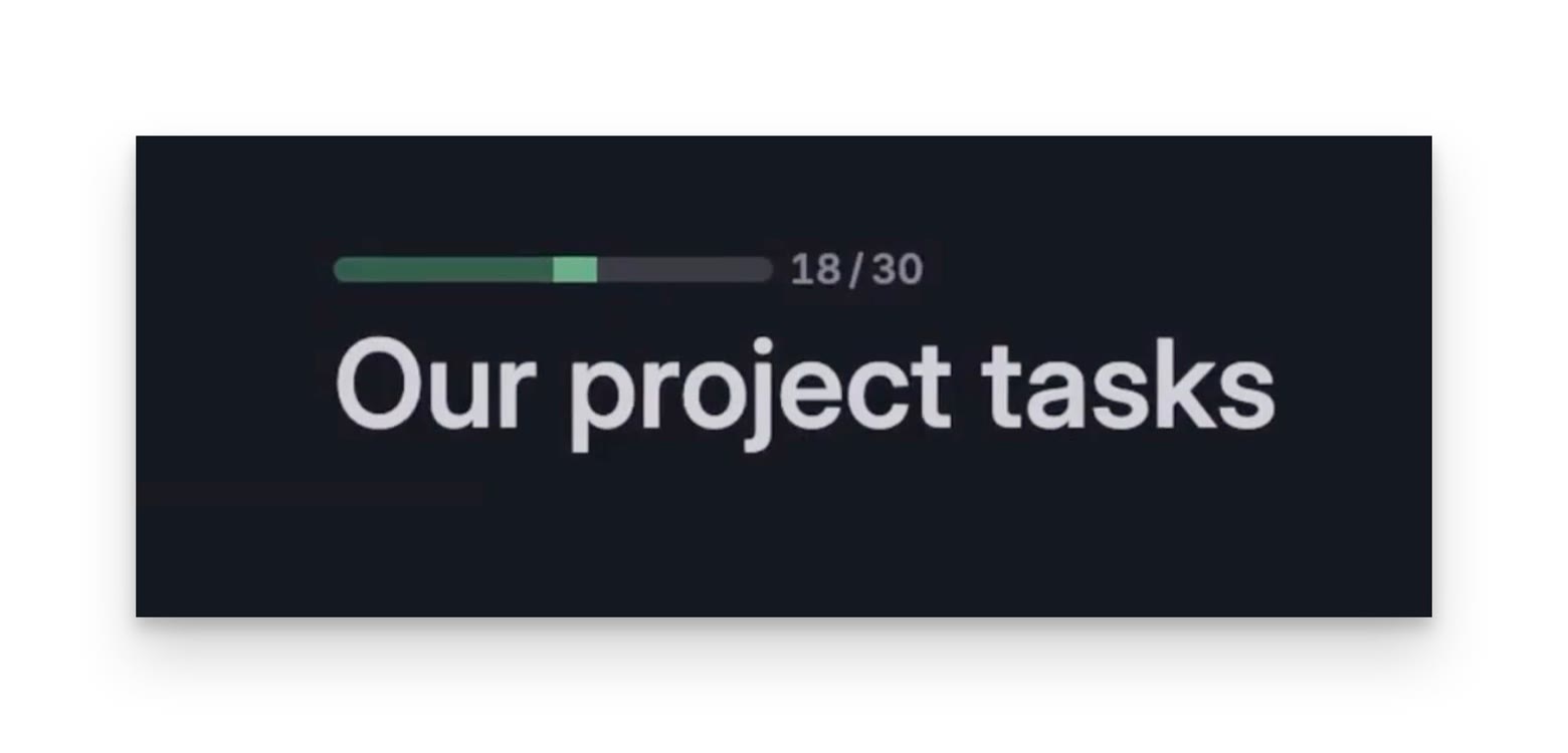 The Tana Outliner progress bar uses color to indicate the time of completion for tasks.
