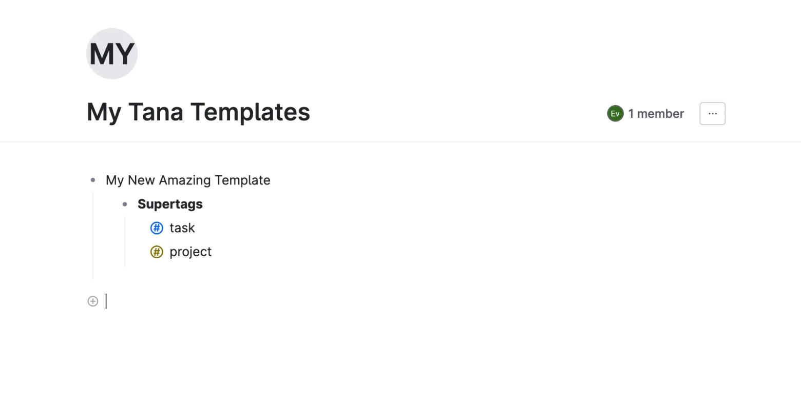 Supertags nested under the template node, ready to be packaged