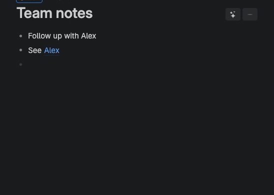 A cursor selects Remove reference for Alex, leaving plain text in the node name