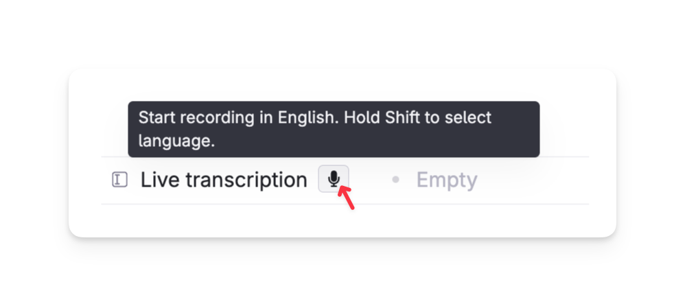 Audio-enabled fields will show a recording button
