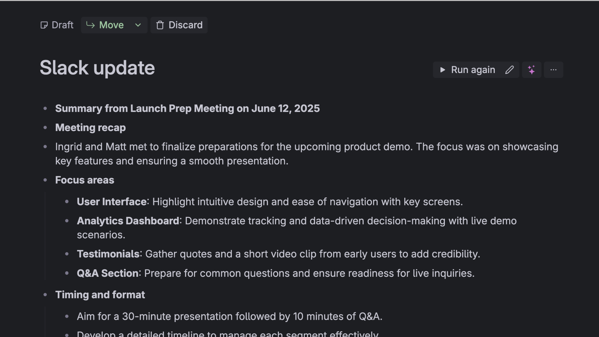 Slack update draft