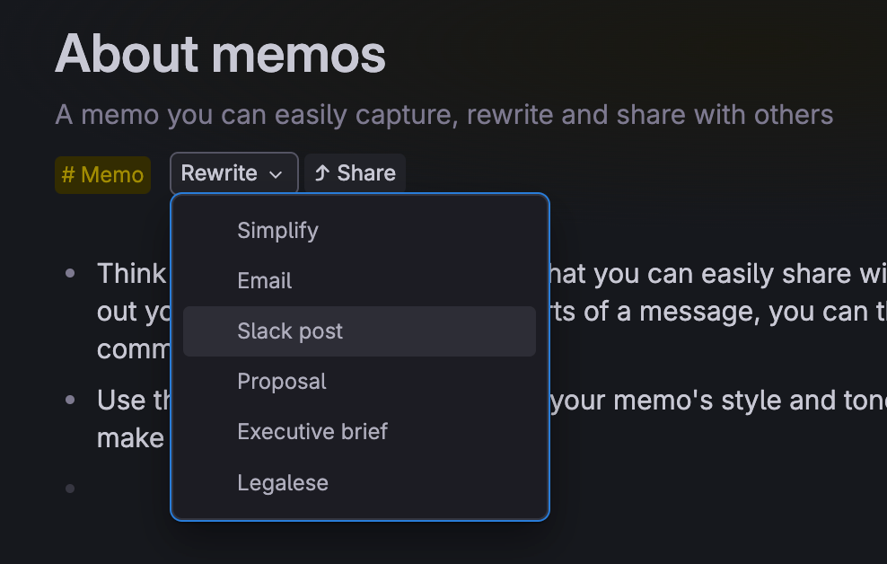 Memo rewrites