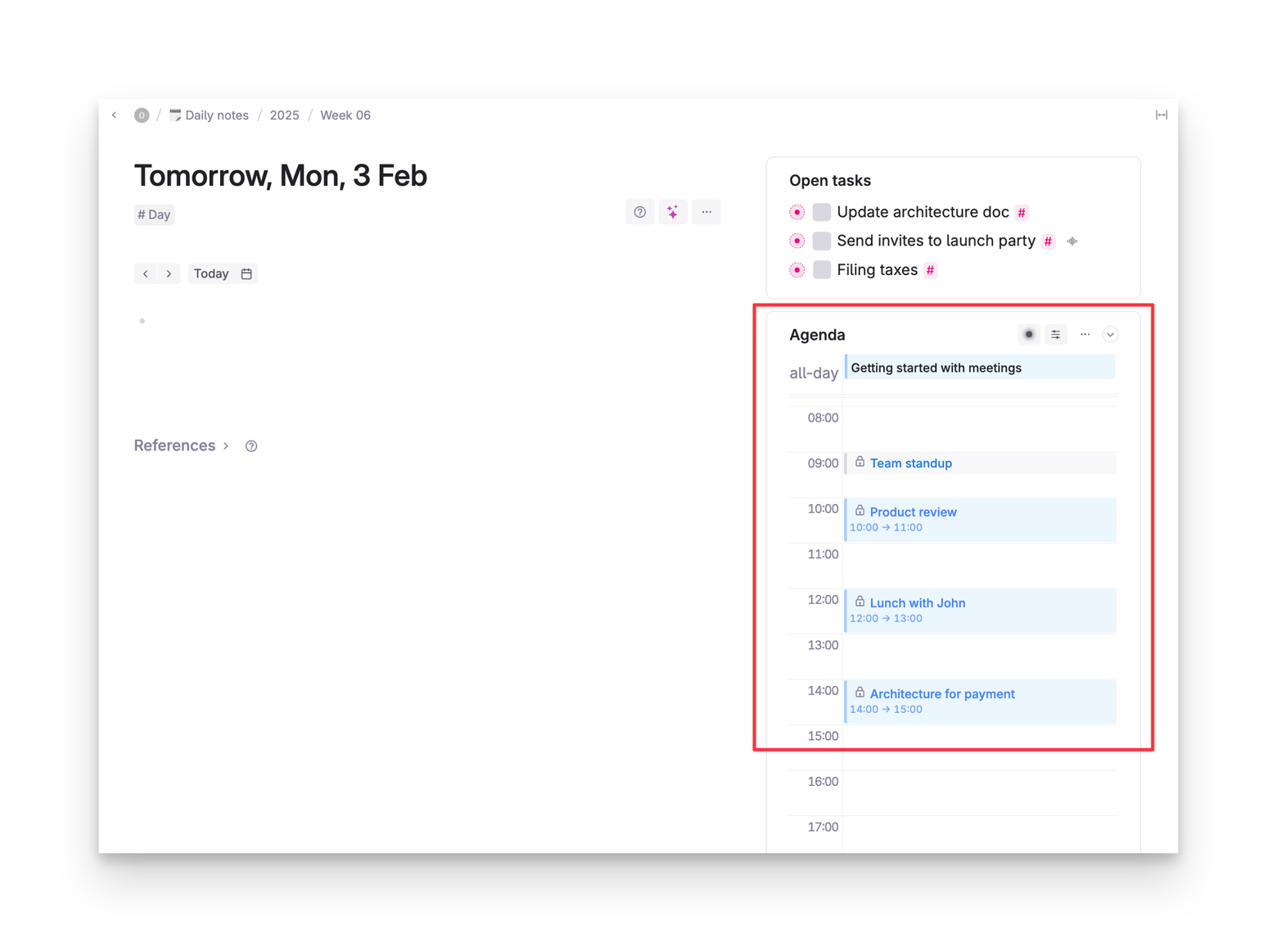 Get meetings into Tana Outliner with calendar integration