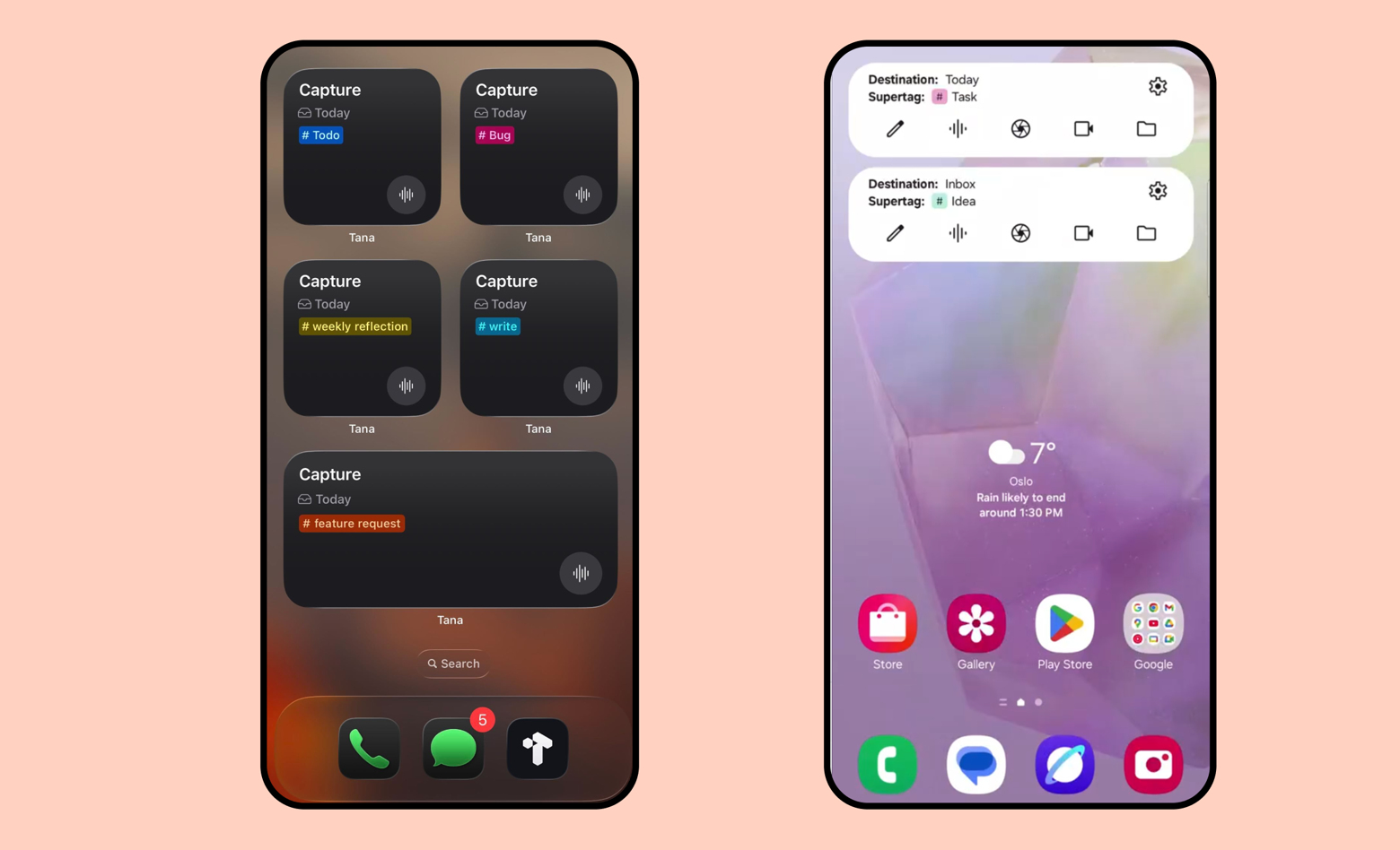 Customizable home screen widgets for Tana mobile on iOS and Android