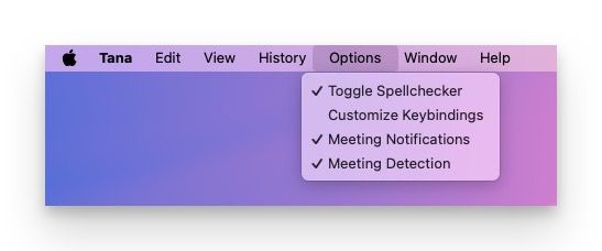 App options for Tana Outliner desktop