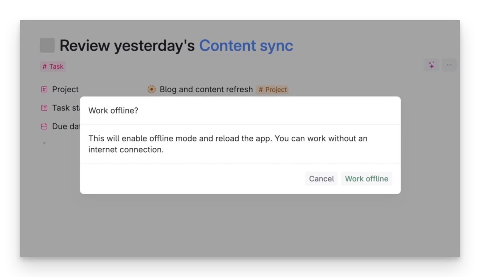 Reloading is required to go online and offline, and make take a few minutes