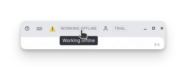 Offline indicator will be shown in top bar of Tana Outliner Desktop