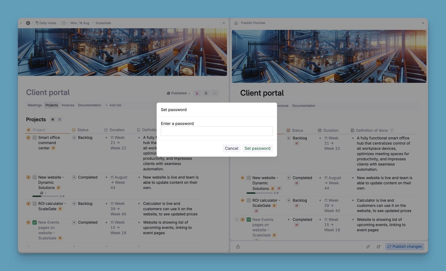 Password protection for publish