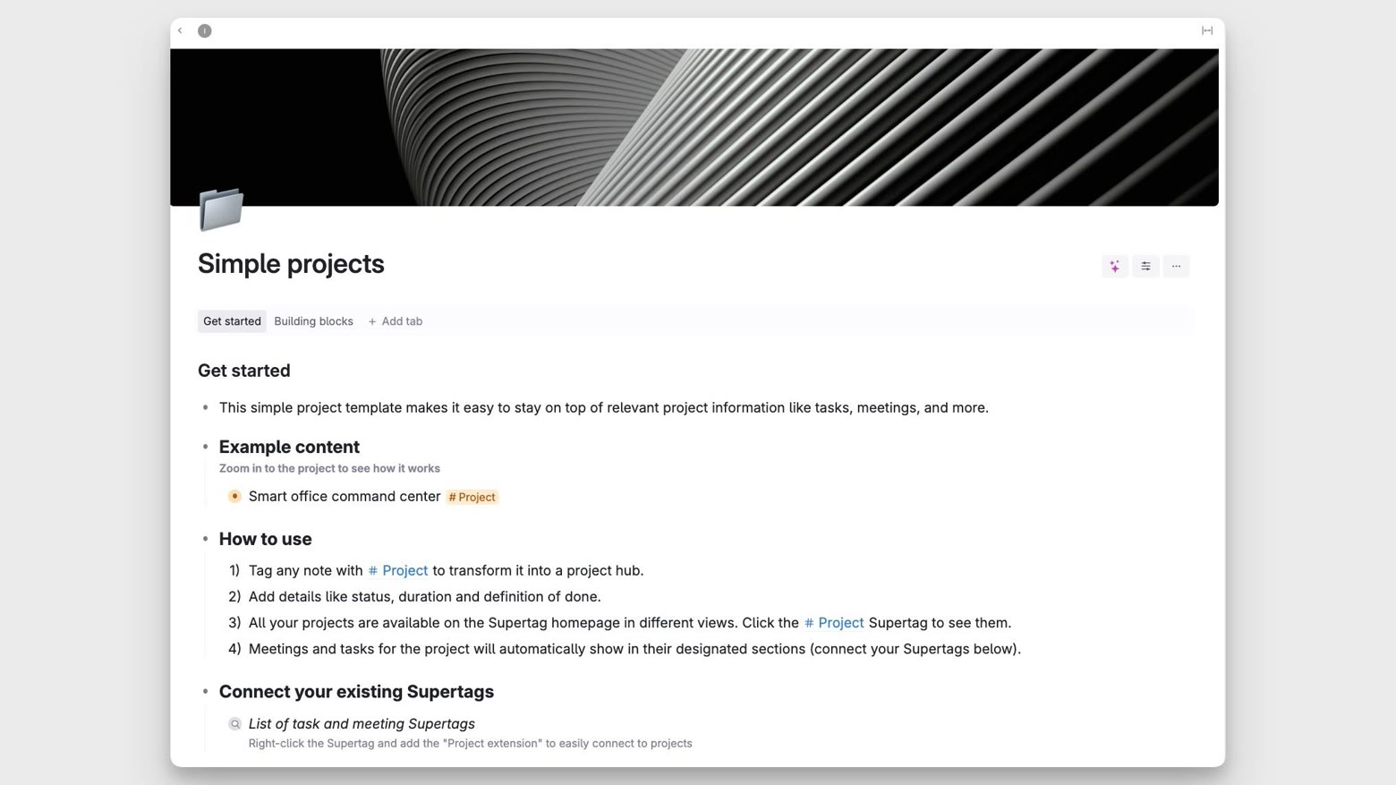 Template Building blocks Simple project